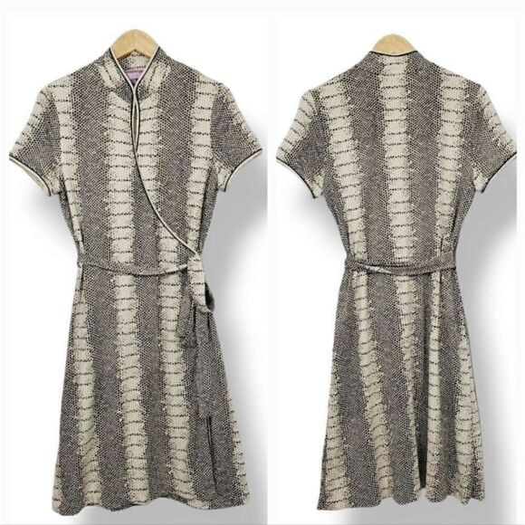 Vintage Vivienne Tam Silk Blend Slinky Jersey Knit Wrap Dress in Snakeskin Print - Picture 11 of 11